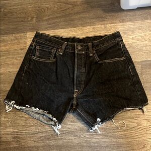 Levi’s 501 Button Up Dark Wash Cutoff Denim Jean Shorts 32